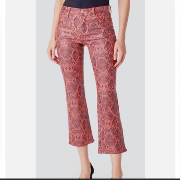 NWT J Brand  Selena Coated Kalani Boa Snakeskin Print Crop Boot Denim Jeans - Picture 3 of 12